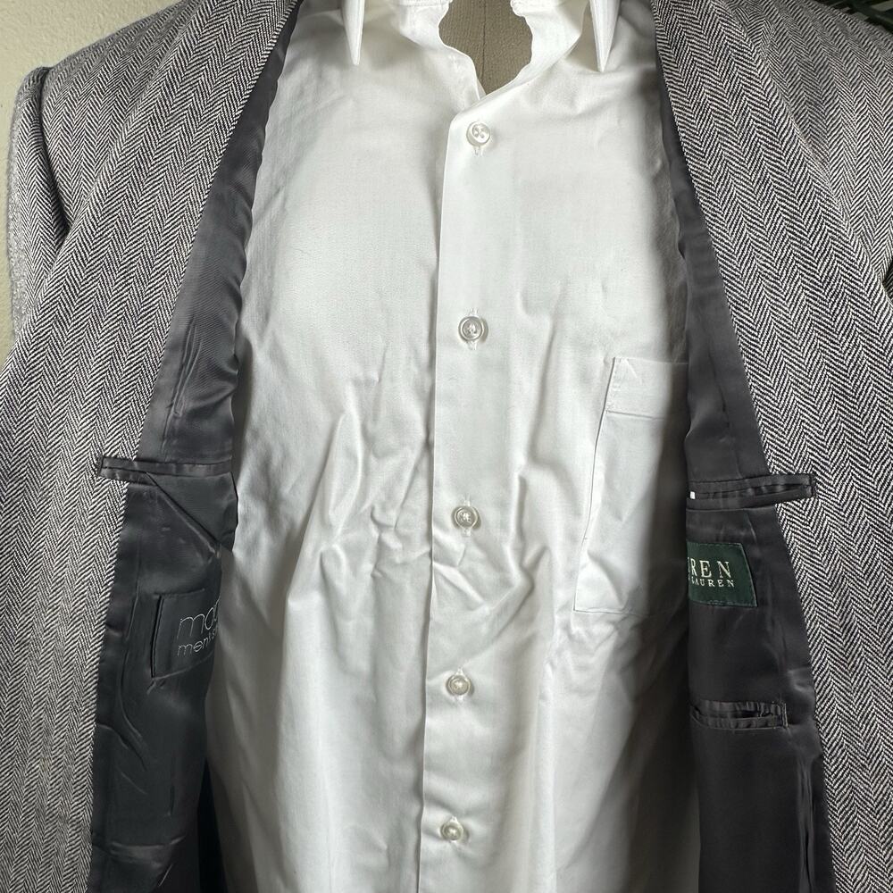 Lauren Ralph Lauren Sport Coat Men 42R Herringbone Brown Elbow patches Perfect - Picture 10 of 16